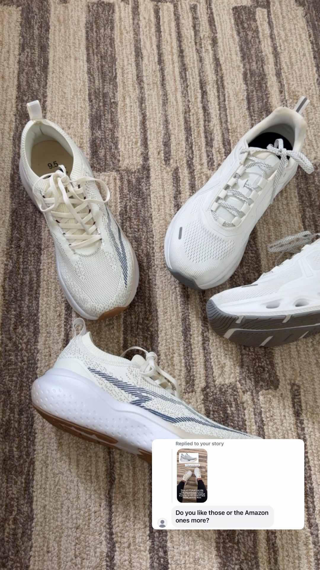 Both are so comfortable. The all white pair feel like I’m wearing my Hoka sneakers while the other pair reminds me of my Brooks sneakers. Both fit tts and are great prices!

#LTKMothersDay #LTKActive #LTKOver40