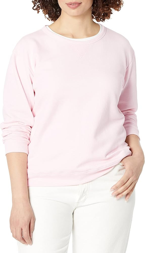 Hanes womens Crewneck Sweatshirt, Ecosmart Fleece Pullover With V-notch, Sweatshirt for Women | Amazon (US)