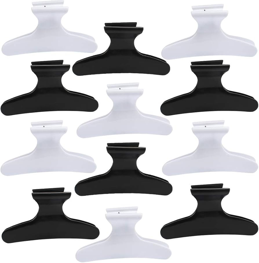 Hair Clips for Styling Sectioning 12 Pack Black White Butterfly Clamps Hair Claw Clips Pro Salon ... | Amazon (US)