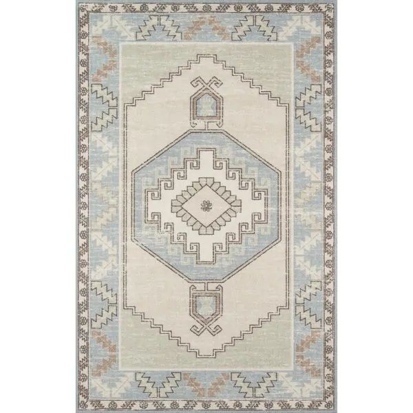 Momeni Anatolia Wool Blend Traditional Medallion Area Rug - 7'9" x 9'10" - Light Blue | Bed Bath & Beyond