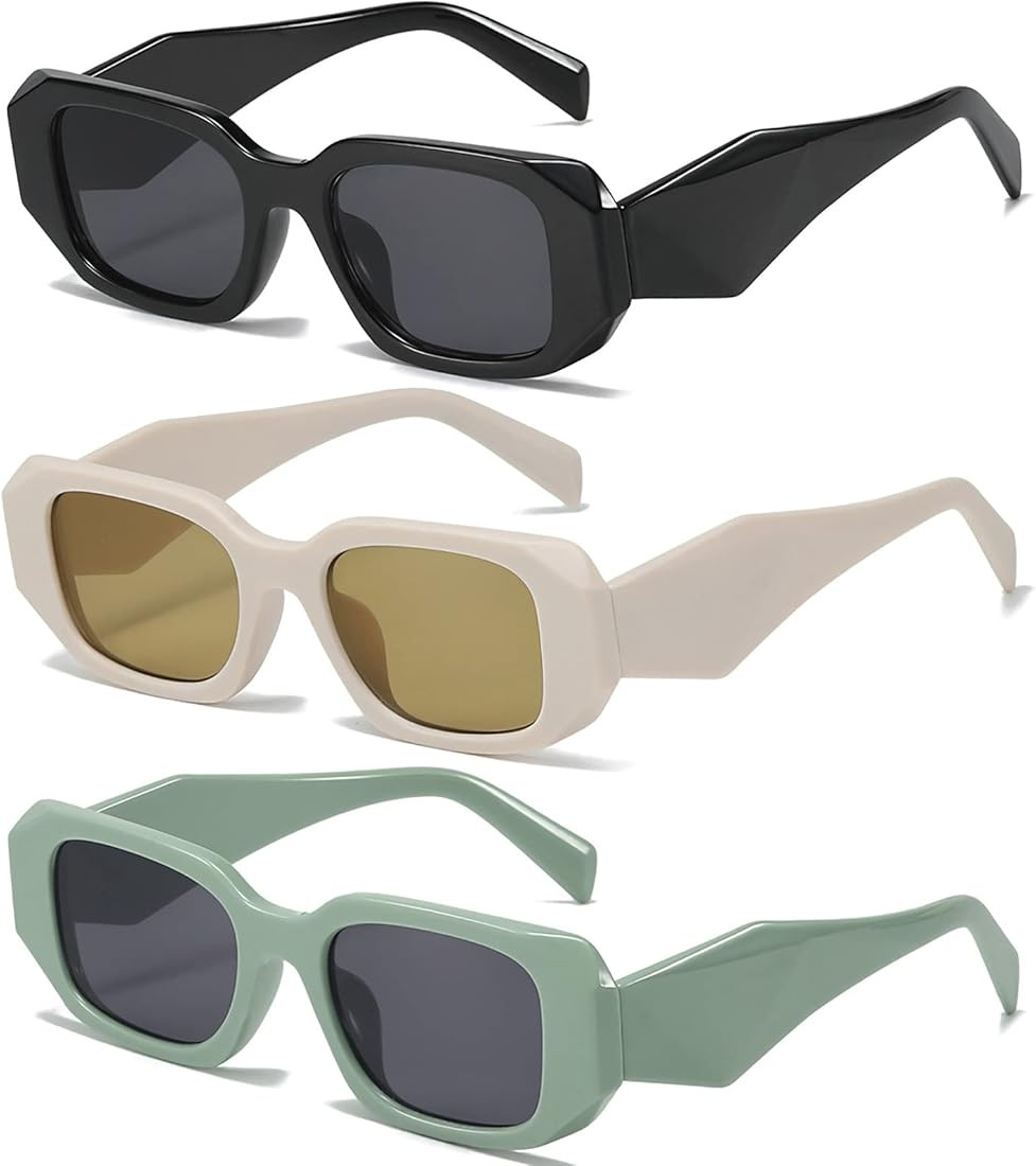 Trendy Rectangle Sunglasses for Women 90s Retro Style Sun Glasses Outdoor Travel 100% UV Protecti... | Amazon (US)