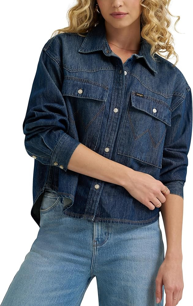 Wrangler Womens Women's Boxy Denim Shirt | Amazon (US)