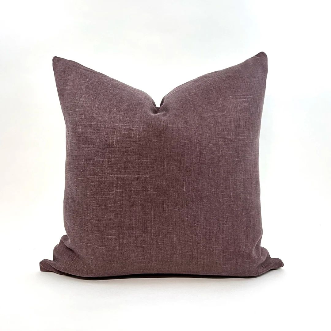 Dusty Plum Purple Linen Pillow Cover - Etsy | Etsy (US)