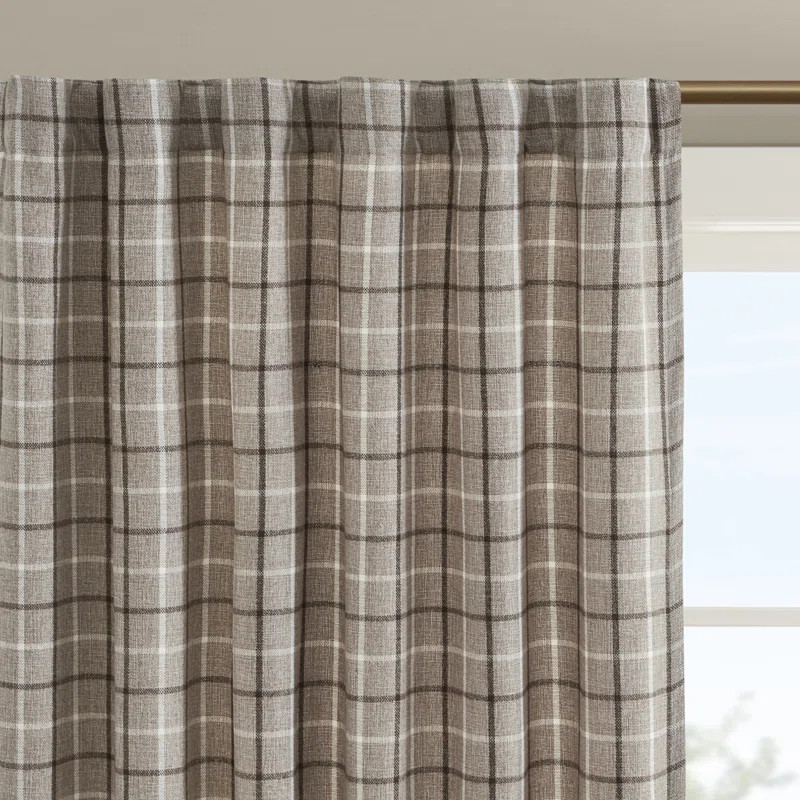 Anaheim Woven Plaid Room Darkening Thermal Fleece Lined Single Curtain Panel | Wayfair North America