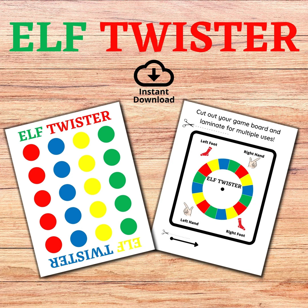 Elf Twister Printable Game, Easy Elf Idea, Elf Game Printable, Christmas Elf Prop, Shelf Elf Acce... | Etsy (US)