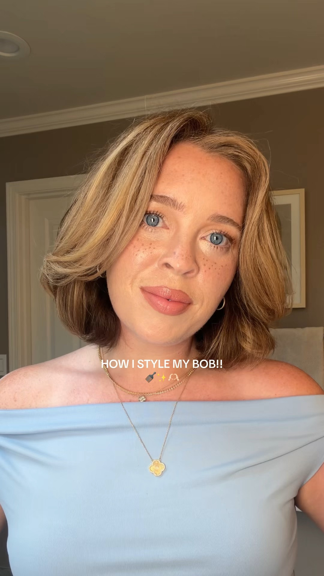 My current bob styling routine ✂️✨

I let my hair air dry about 80% before going in with the Kérastase Fortifying Blow Dry Fluid. Then I use my Wavytalk heated round brush (Amazon) to smooth everything out and create some shape.

Next, I add one light spray of Oribe Royal Blowout Heat Styling Spray, trust me, a little goes a long way because it's super rich on the hair. Then grab my Shark Flexstyle and use the round brush attachments to add volume and bend.
For the finishing touch, I round out my bangs, pin them back in a roller with a little hairspray, let them set for about 5 minutes, and then gently brush everything out.

Simple, quick, and gives my bob the perfect amount of volume and movement. 🤍

#LTKgrwm #LTKBeauty #LTKmorningroutine