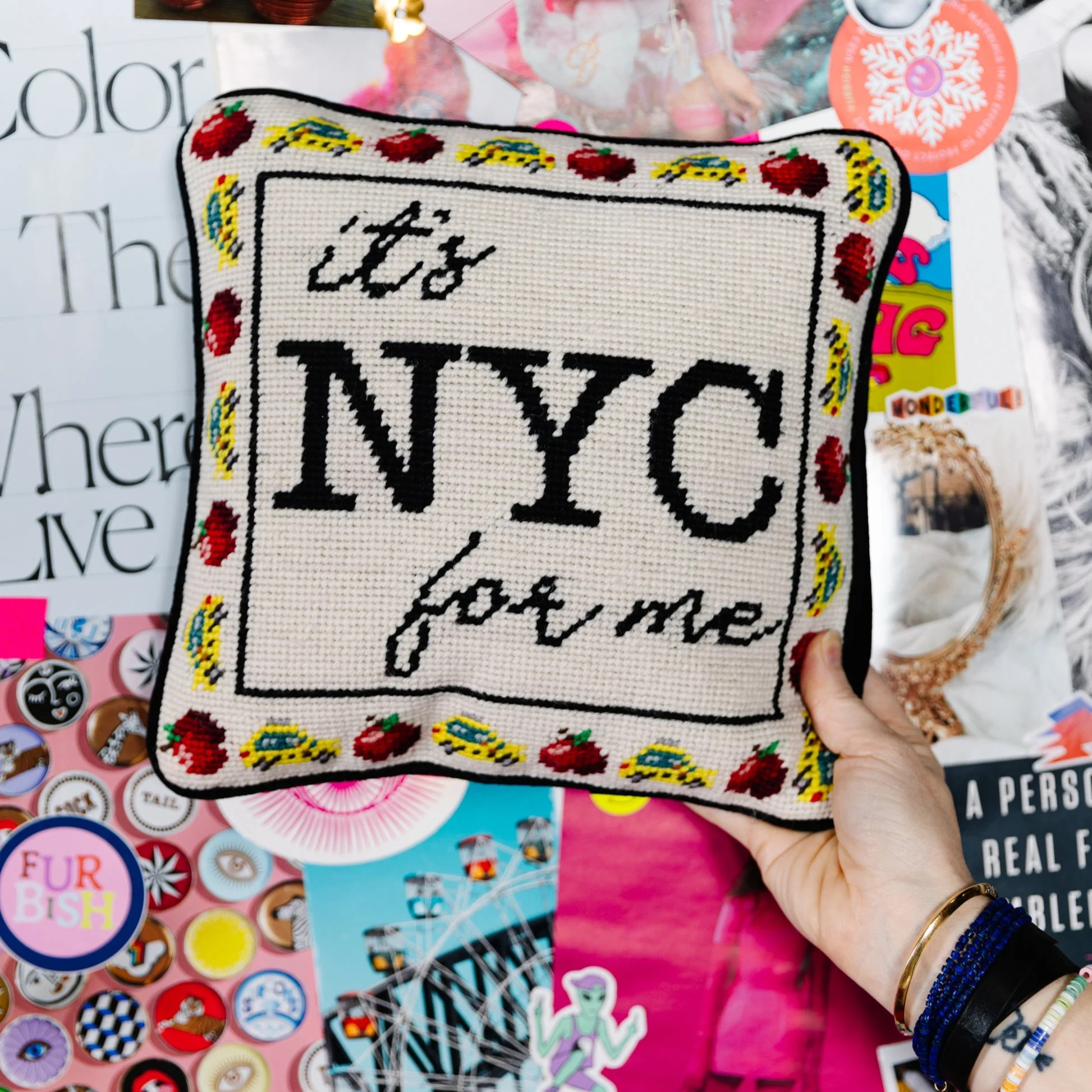Furbish Studio - It's NYC For Me Needlepoint Pillow | Furbish Studio