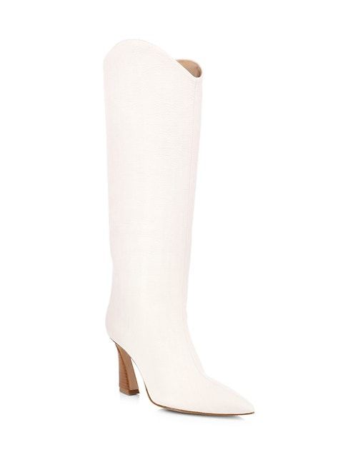 Maryana Stack Flare Leather Boots | Saks Fifth Avenue