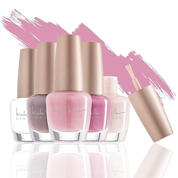 Nicole Miller Nail Polish Collection- 5 Piece Rose Gold Nail Polish Set | Amazon (US)