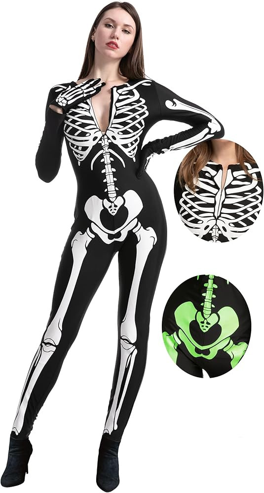 Spooktacular Creations Womens Skeleton Costume Glow in the Dark, Halloween Skeleton Bodysuit, Hal... | Amazon (US)