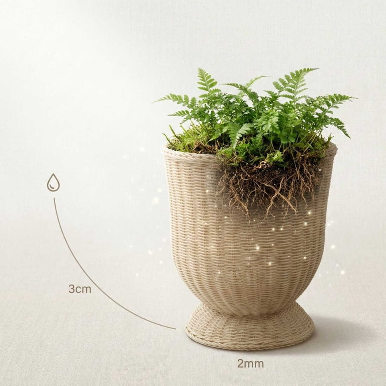 Handwoven Rattan Basket Planter Decorative Storage Container with Raised Base for Indoor Outdoor ... | Walmart (US)