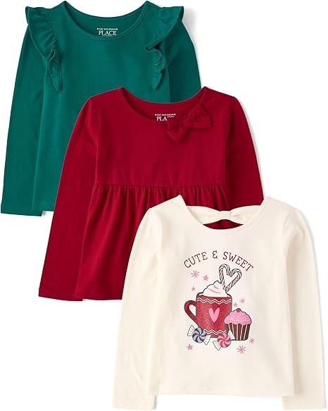 The Children's Place Girls and Toddler Assorted Long Sleeve Knit Shirt | Amazon (US)