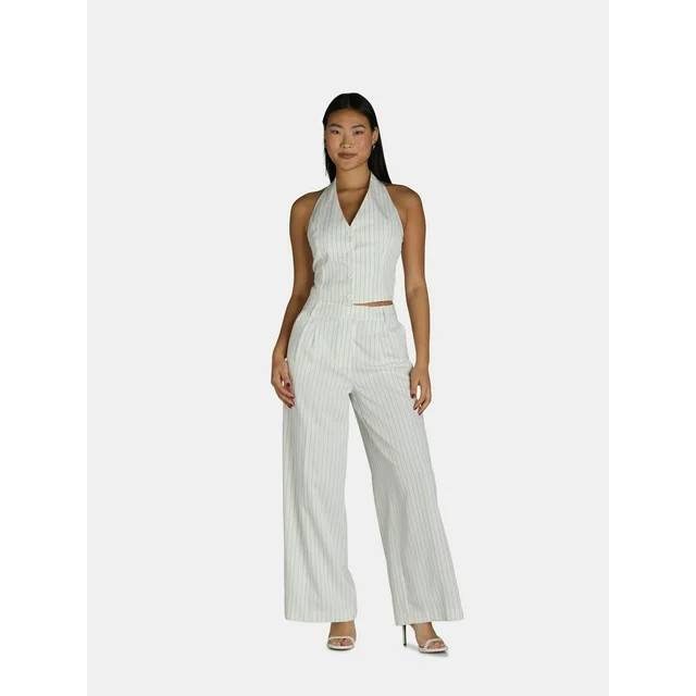 Attitude Unknown Women's Halter Vest and Wide Leg Pants Suit, 2-Piece, Sizes XS-XL - Walmart.com | Walmart (US)