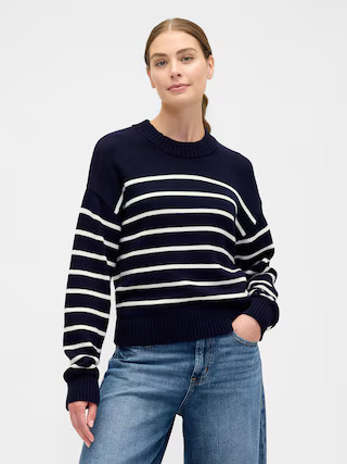 Relaxed Stripe Cropped Sweater | Gap Factory
