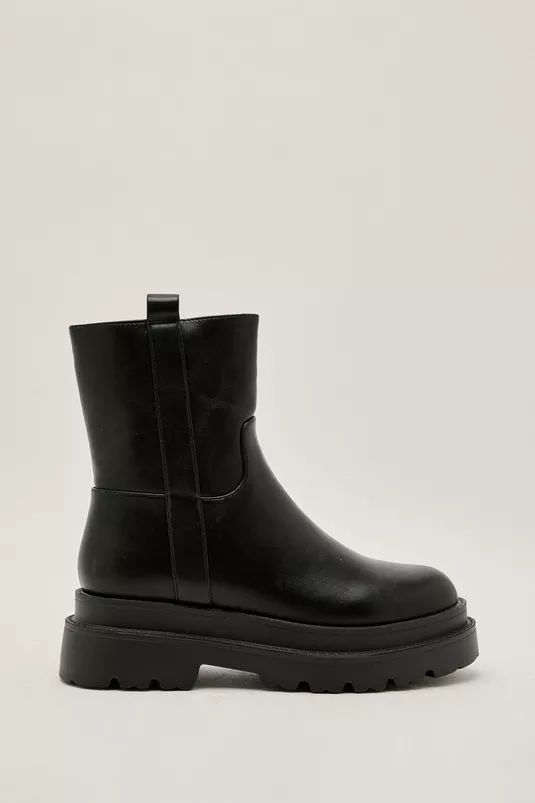 Faux Leather Chunky Sole Boots | Nasty Gal (US)