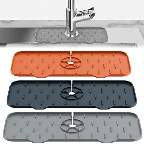 Kitchen Faucet Sink Splash Guard, 3 Pcs Silicone Sink Faucet Pad, Sink Draining Pad Behind Faucet... | Amazon (US)