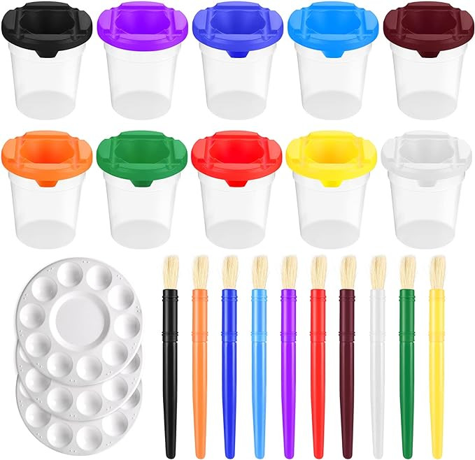 Homkare Paint Cups with Lids for Kids, No Spill Paint Cups with Lids, Paint Container with Lids I... | Amazon (US)