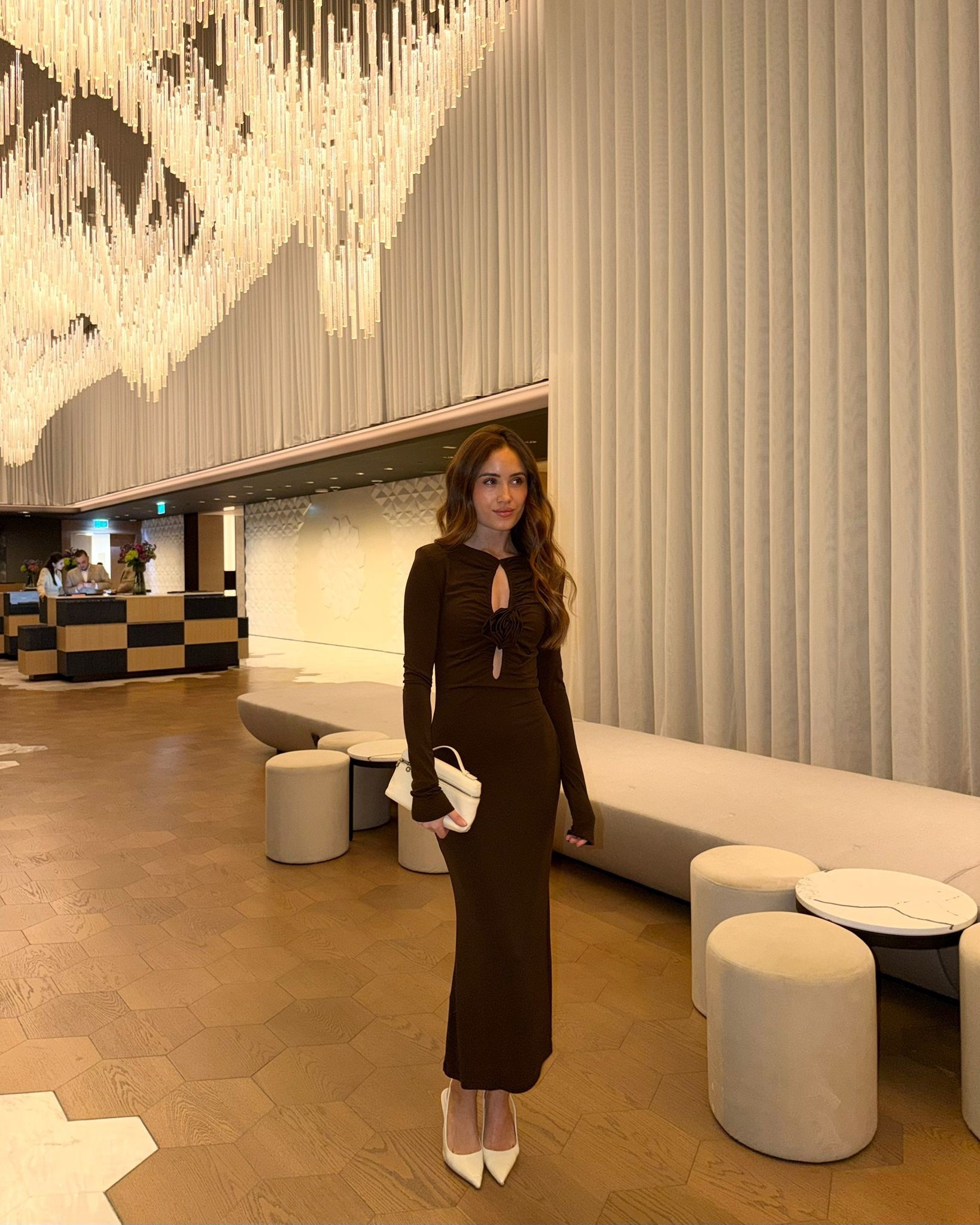 Evenings in Dubai 🤎 wearing a beautiful brown dress by Pretty Lavish, styled with white accessories for the perfect date night look

#LTKdatenight #LTKdresses