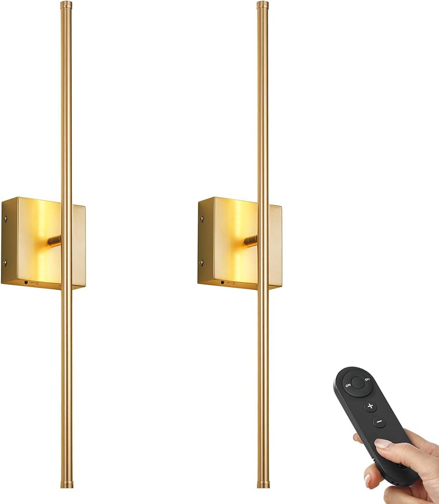 Battery Operated Wall Sconces with Remote Control, Dimmable Wall Sconces Set of Two, 350°Rotate,... | Amazon (US)