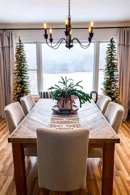 Upholstered chairs, skinny tree, Christmas tree, chandelier, dining room decor

#LTKhome #LTKSeasonal #LTKHoliday