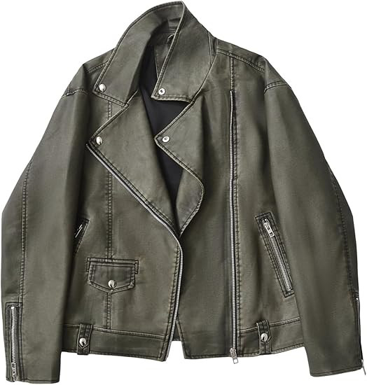 LY VAREY LIN Women Faux Leather Jacket Lapel Collar Motorcycle Zip Up Long Sleeve Motor Biker Sho... | Amazon (US)