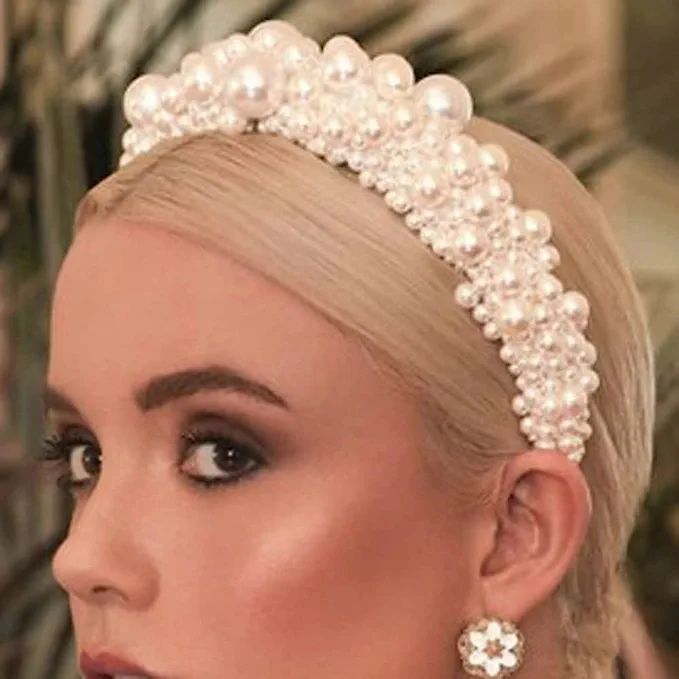 Wiwpar Pearl Headbands Wide Hair Hoop with Pearls Elegant White Pearl Head Band Headwear Bridal H... | Amazon (US)