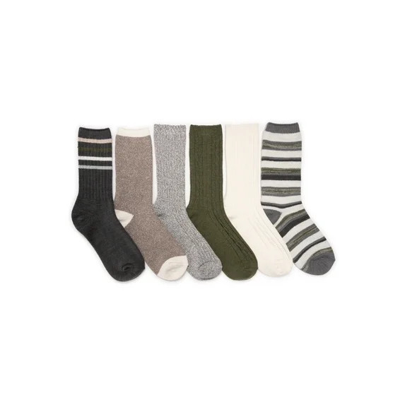MUK LUKS Women's Fluffy Dream Crew Boot Socks, 6-Pack, OSFM | Walmart (US)