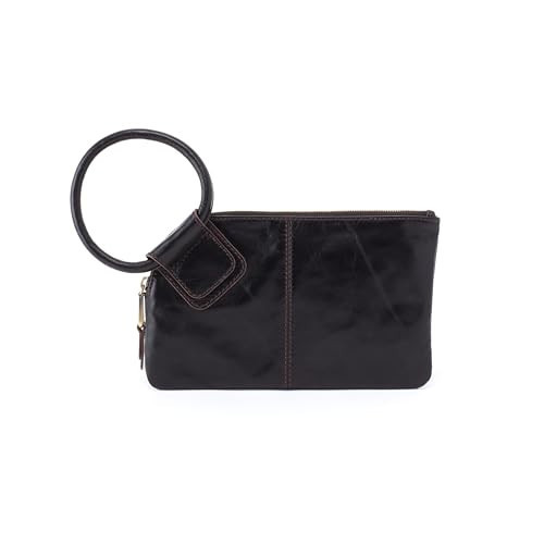 HOBO Sable Leather Wristlet Wallet for Women with Circular Handle, Zippered Closure, Credit Card Holder Organizer & Interior Zip Pocket - Black | Amazon (US)
