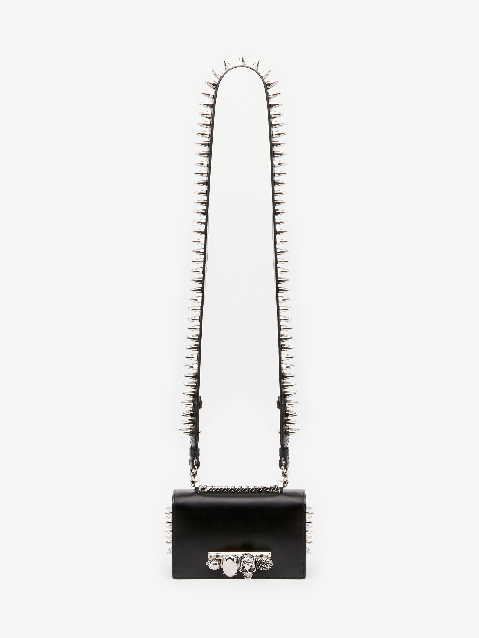 Women's The Biker Studded Mini Jewelled Satchel in Black | Alexander McQueen