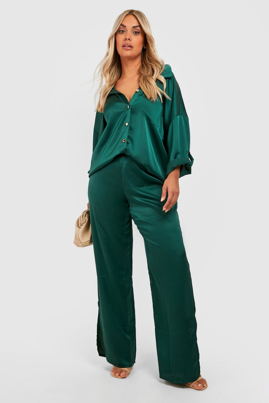Plus Chain Detail Shirt & Pants Two-Piece | Boohoo.com (US & CA)