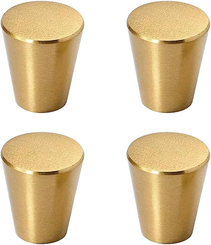 RZDEAL 4Pcs 0.79"x0.98" Solid Brass Cabinet Knobs Handle Cone Shoe Book Drawer Knob Handle (Brass... | Amazon (US)