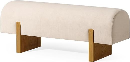 Maven Lane Juno Modern Upholstered Wooden Bench in Refined Natural Finish | Amazon (US)