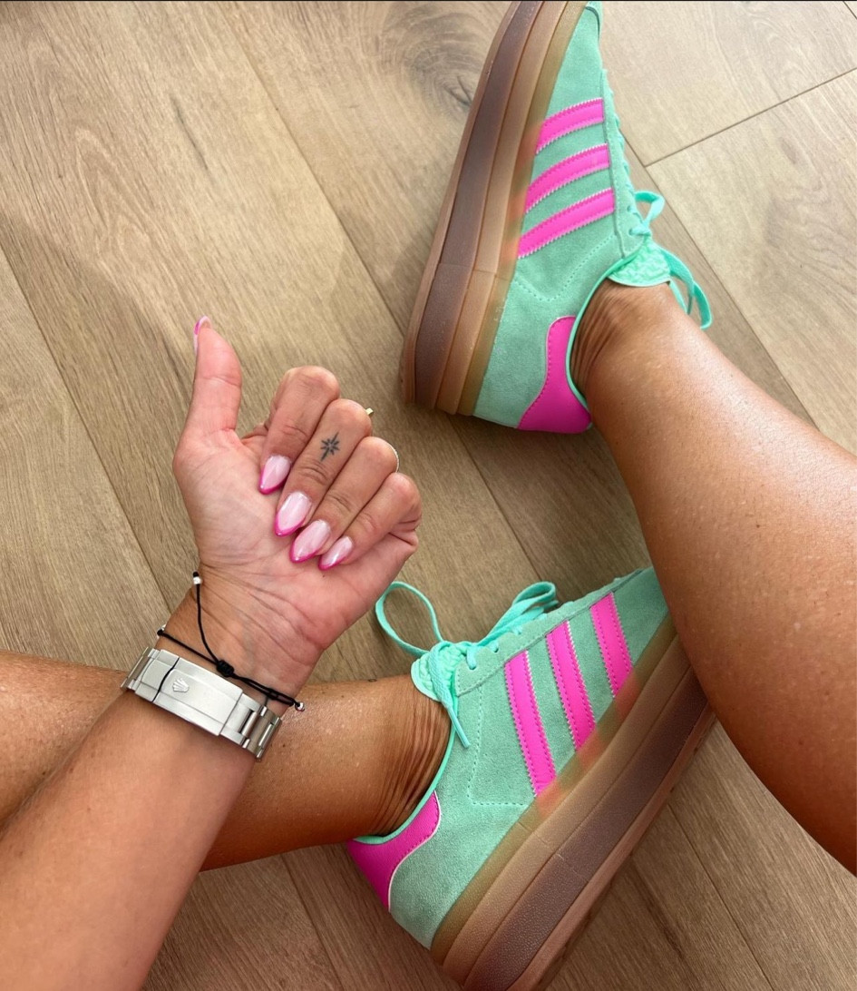Chaussures gazelle bold mint et pink, sneakers adidas turquoise et rose, chaussures gazelle adidas 

#LTKshoecrush