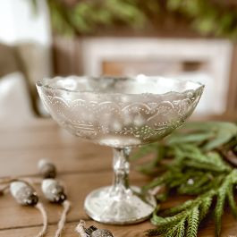 Mercury Glass Silver Compote | Antique Farm House