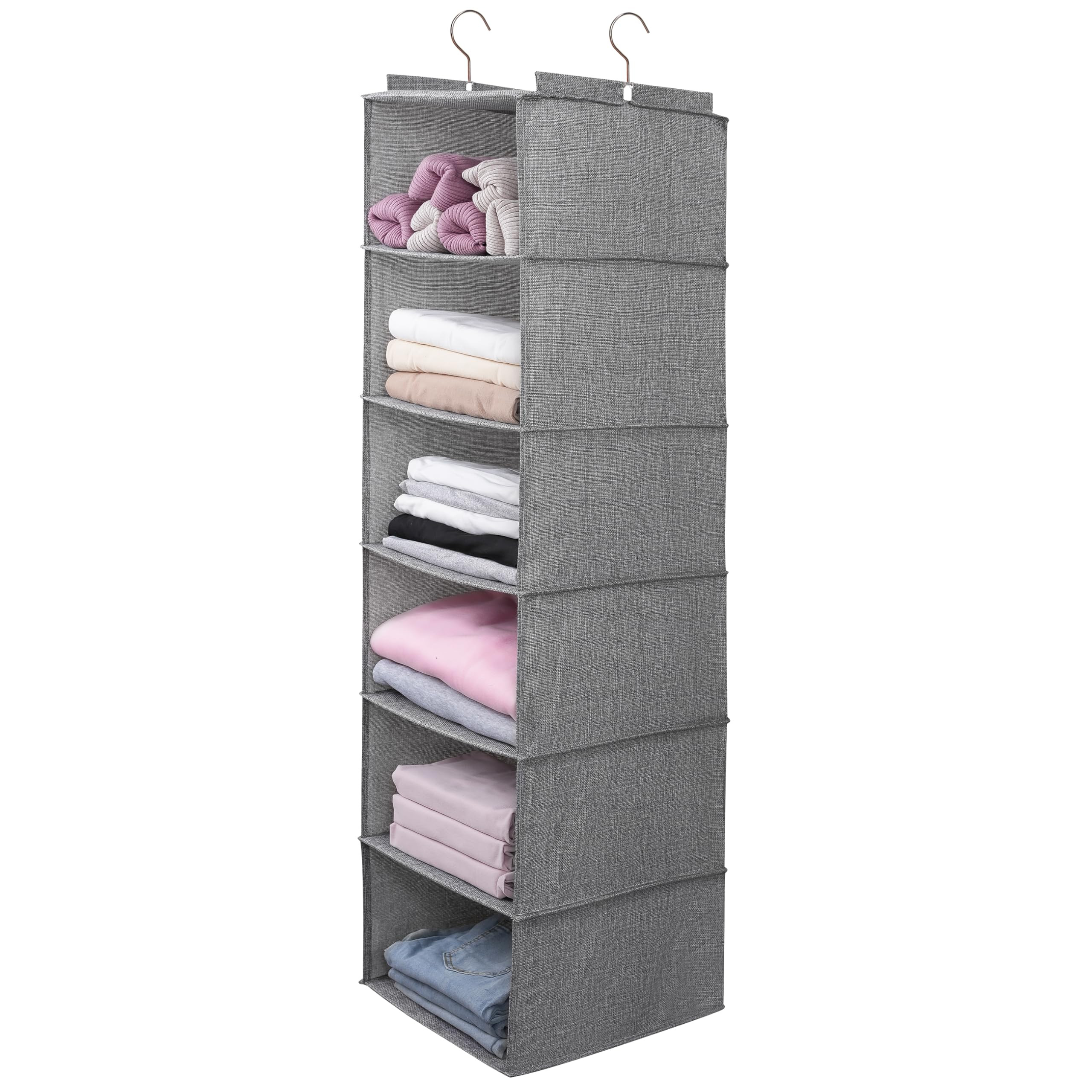 Large Hanging Sweater Organizer for Closet,Collapsible 6-Shelf Hanging Closet Shelves with Drawer... | Amazon (US)