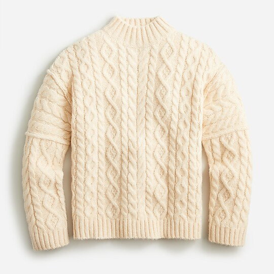 Oversized cable-knit turtleneck sweater | J. Crew US