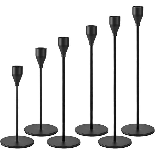 Matte Black Candle Holders Set of 6 for Taper Candles, Decorative Candle Holder Fits 3/4 inch Thi... | Walmart (US)