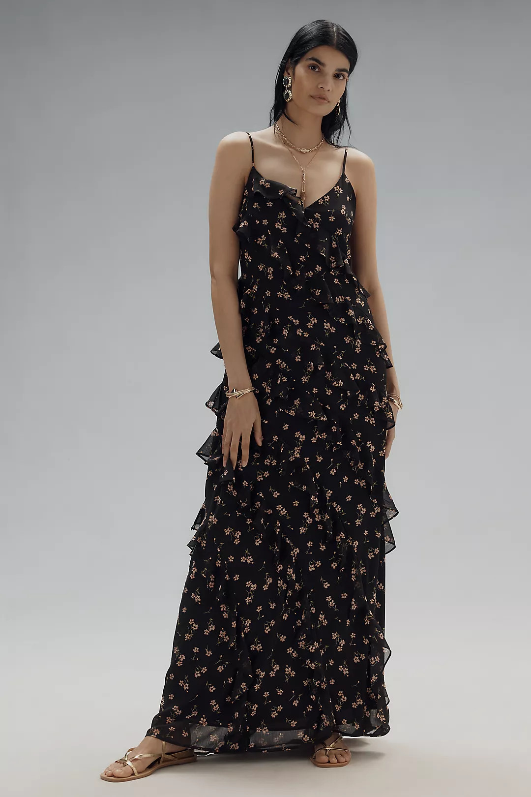 AFRM Ilaria Sweetheart Ruched Mesh Maxi Dress | Anthropologie (US)