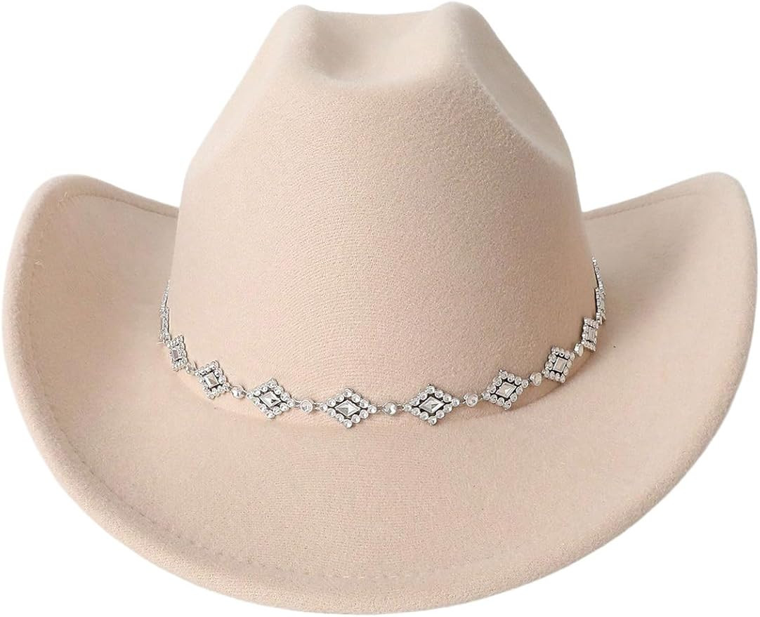 Verdusa Women's Western Cowboy Hat Rhinestone Wide Brim 2026 Cowgirl Hat       
        
        ... | Amazon (US)