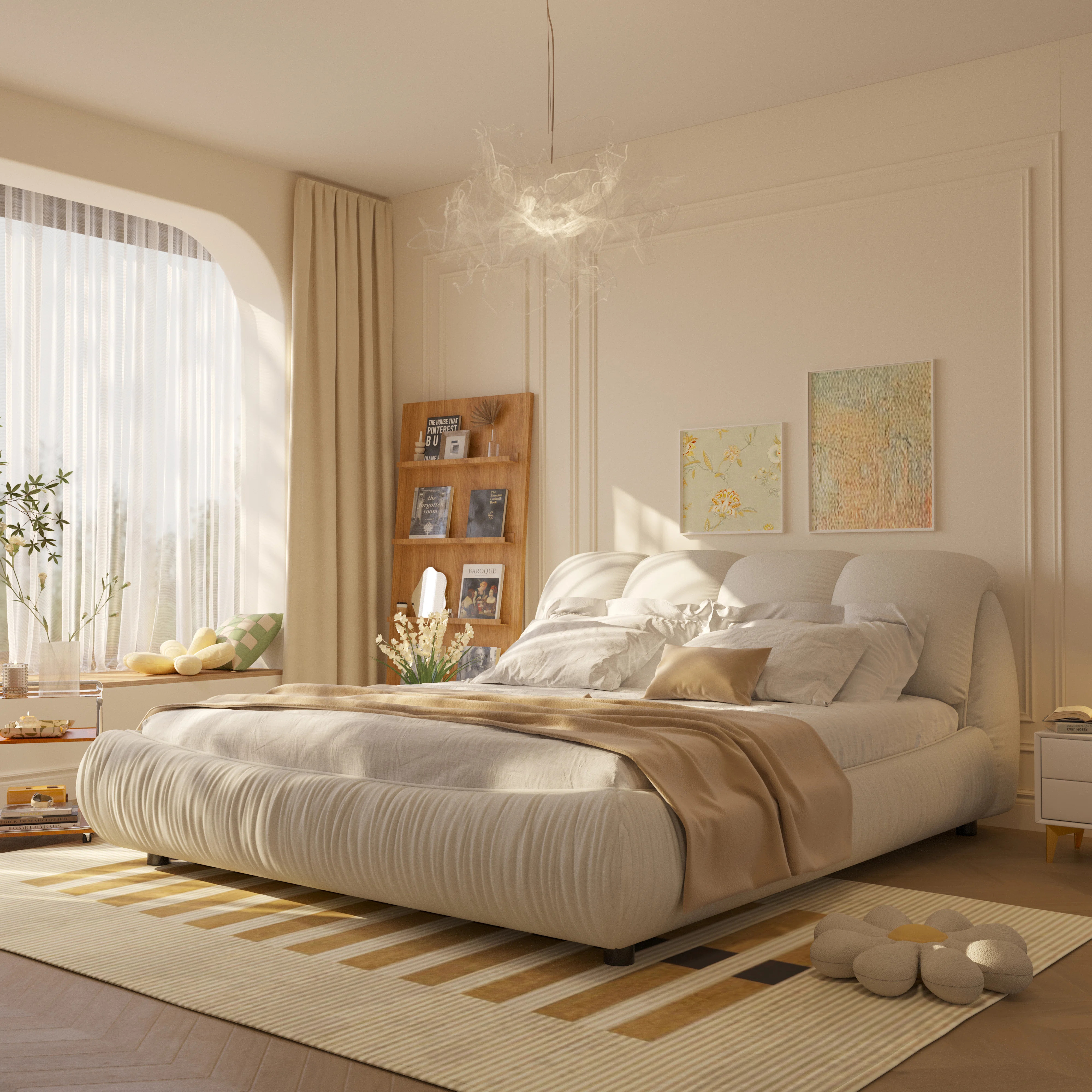 Everly Quinn Upholstered Platform Bed with Oversized Padded Backrest | Wayfair North America