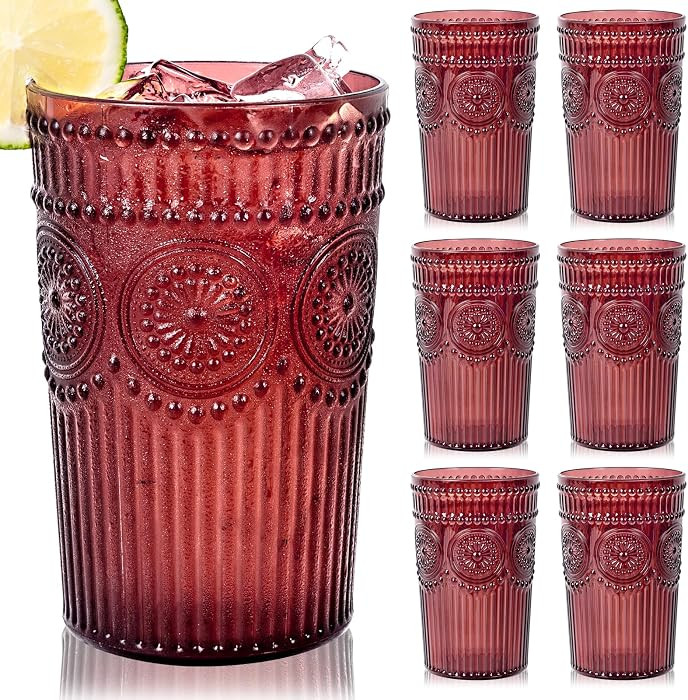 12 Pack Burgundy Plastic Water Glasses for Parties Dinners | Amazon (US)