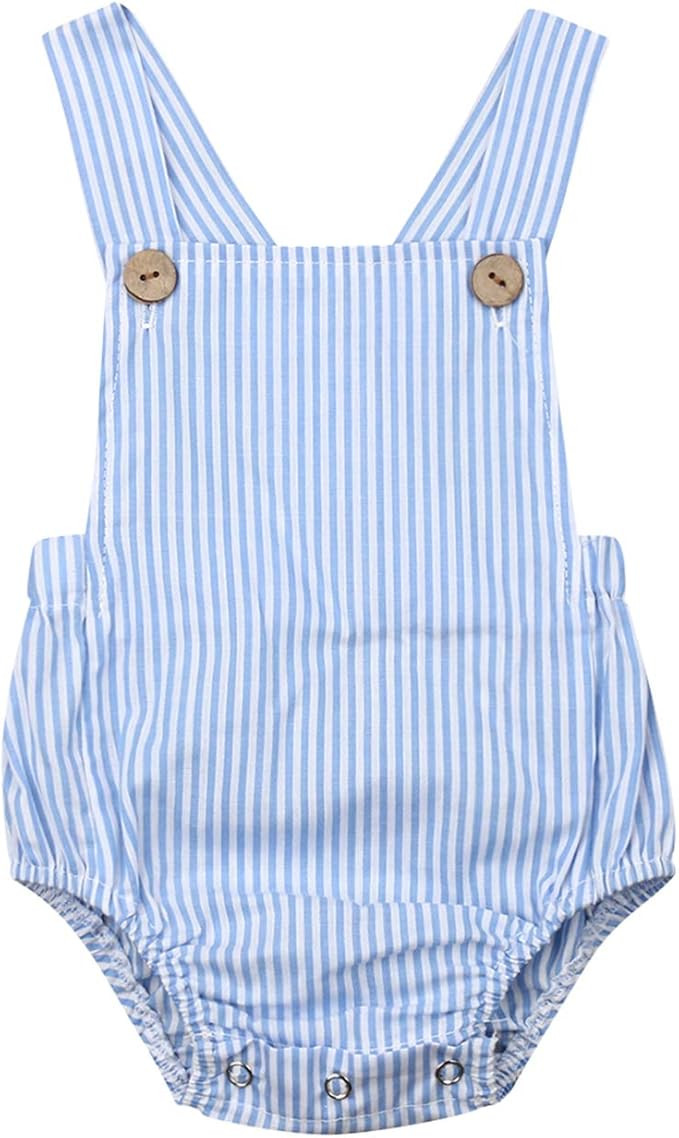 Newborn Baby 1 Piece Summer Romper Baby Girl Boy Solid Color Jumpsuit Sleeveless Backless Overall... | Amazon (US)