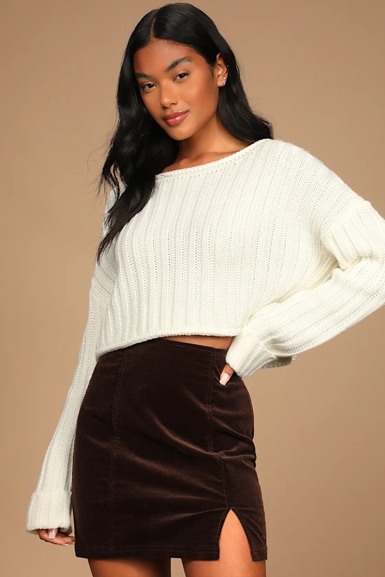 Comforting Moments Ivory Ribbed Knit Sweater | Lulus (US)