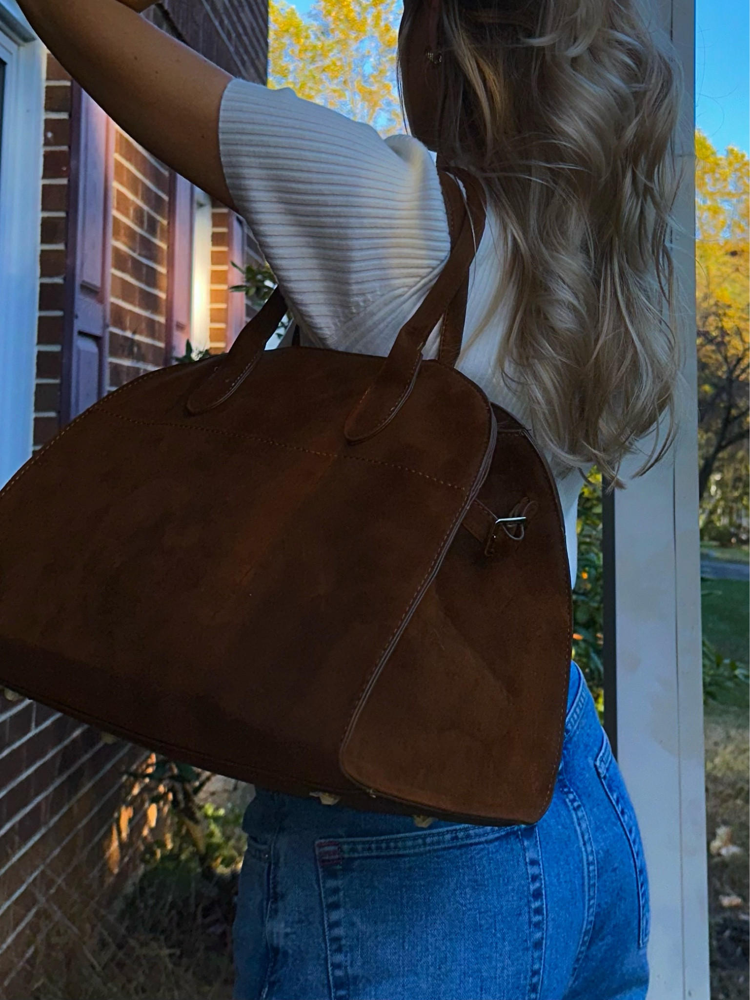 Bags for Fall, Bags for fall Under $20, Fall outfits, fall bags, 
Pinterest inspired, Pinterest outfit, Pinterest outfit inspo, fall fashion, fall weekend outfit, fall outfit inspo, brown suede bag, cream sweater, cream cardigan, short sleeve cardigan, short sleeve cream sweater, short sleeve
sweater, suede for fall, date night outfit, winery outfit, apple picking outfit, photo shoot outfit 🍂👜🤎

#LTKGiftGuide #LTKSeasonal #LTKStyleTip