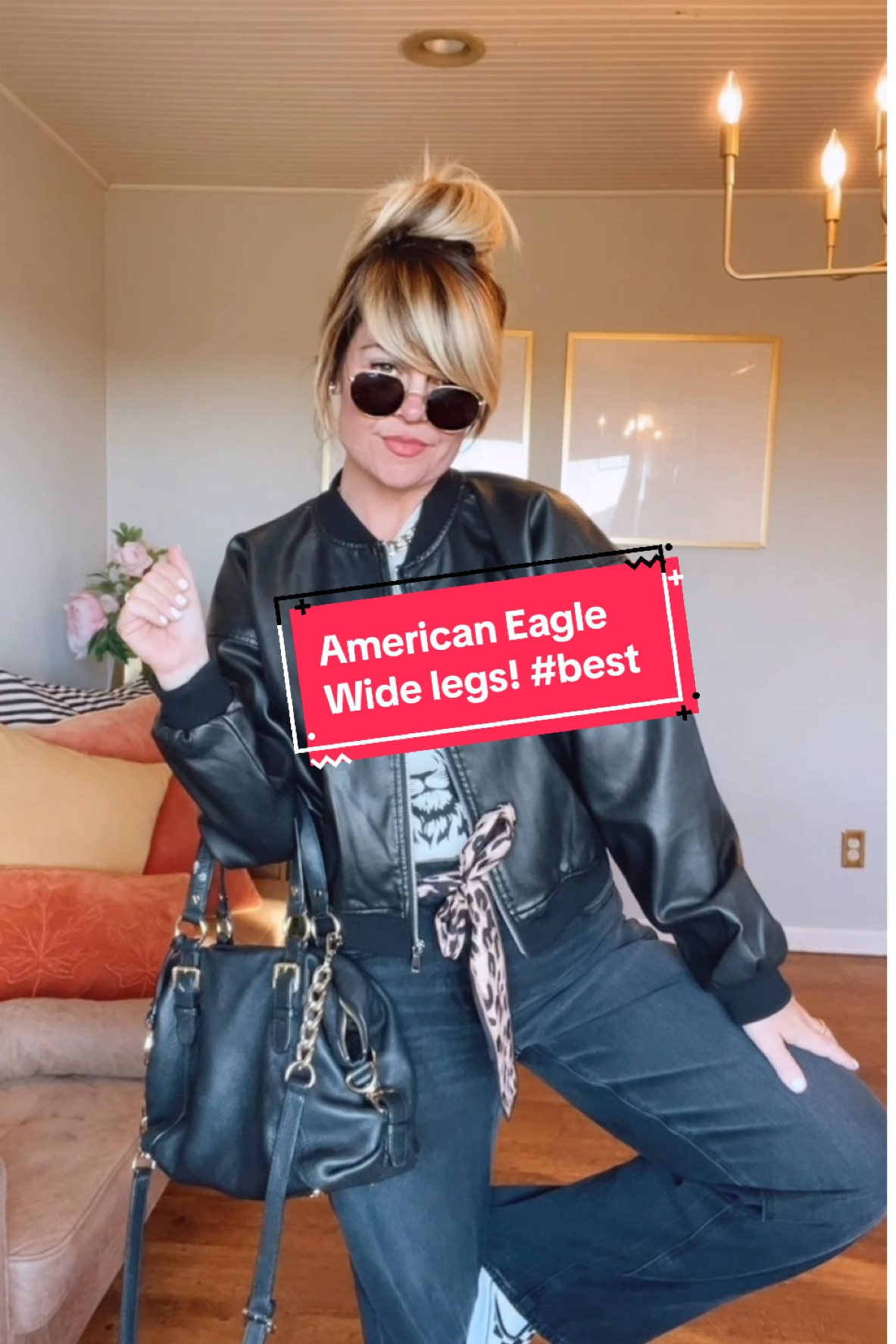 I love these black pants from American Eagle! So good! I’m wearing a six in the shorts! So flattering with tee shirts! Love my neck scarves as belts! Walmart black bomber! 

#americaneagle
#walmart 


#LTKFindsUnder50 #LTKFindsUnder100