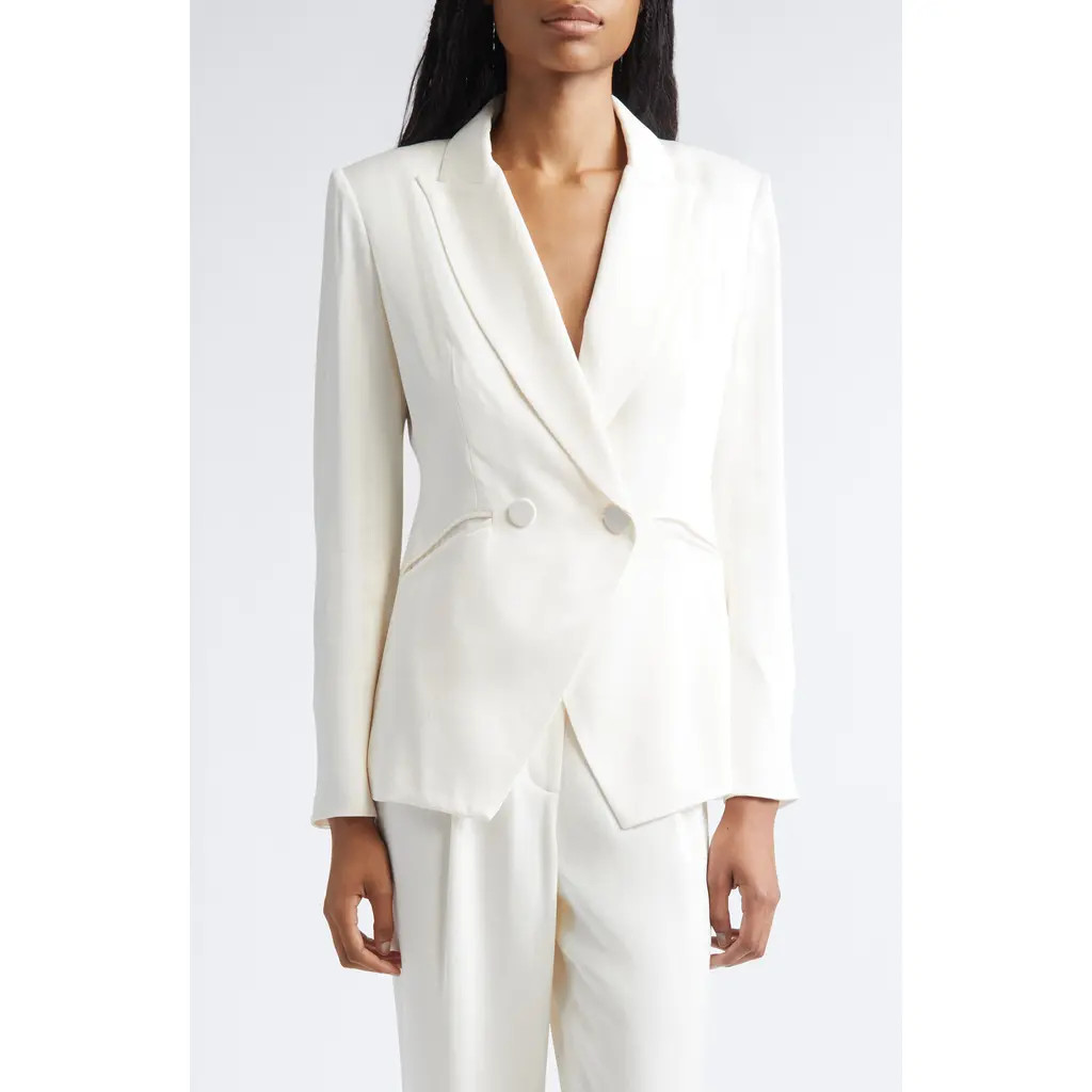 Veronica Beard Rickie Crepe Back Satin Dickey Jacket in Dove at Nordstrom, Size 6 | Nordstrom