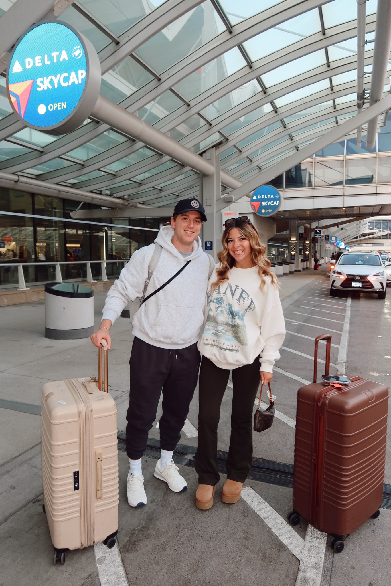 I am loving this comfy travel  Look for my trip to Banff. 
My sweatshirt I sized up to a size medium and is on sale for 20% off today! 
I sized down to an XS in my leggings 

#LTKfindsunder50 #LTKstyletip #LTKtravel