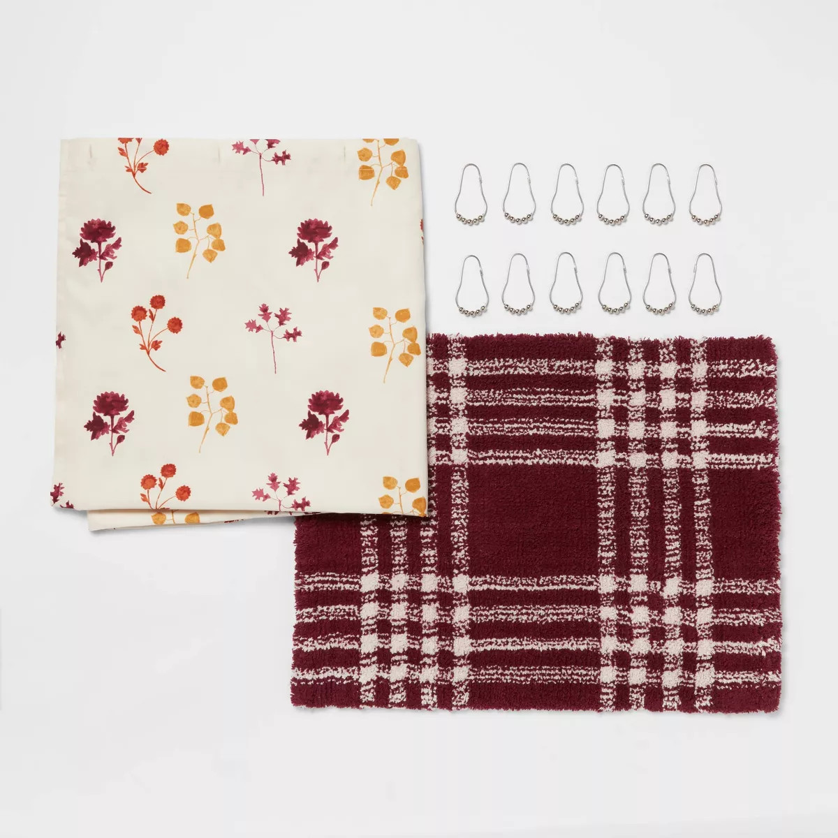 14pc Botanical Shower Bundle Set Burgundy - Threshold™ | Target