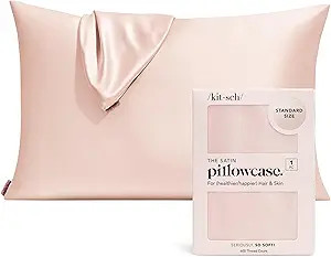 Kitsch Satin Pillowcase with Zipper for Hair & Skin - Softer Than Silk Pillow Cases, Smooth Cooli... | Amazon (US)
