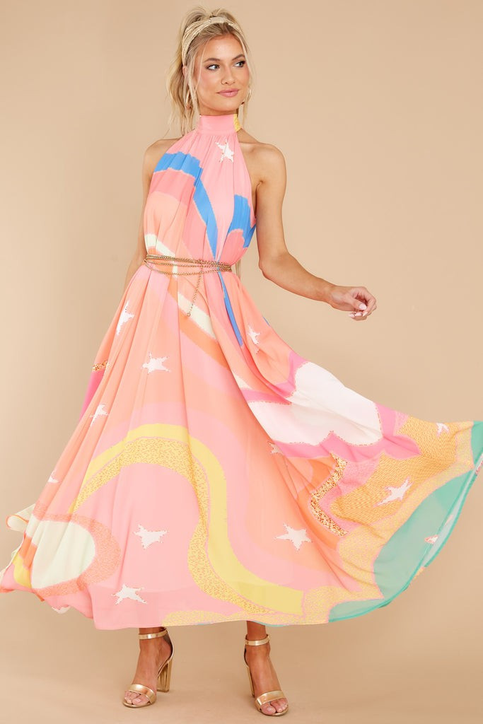 Soar Above It Peach Pink Multi Maxi Dress | Red Dress 